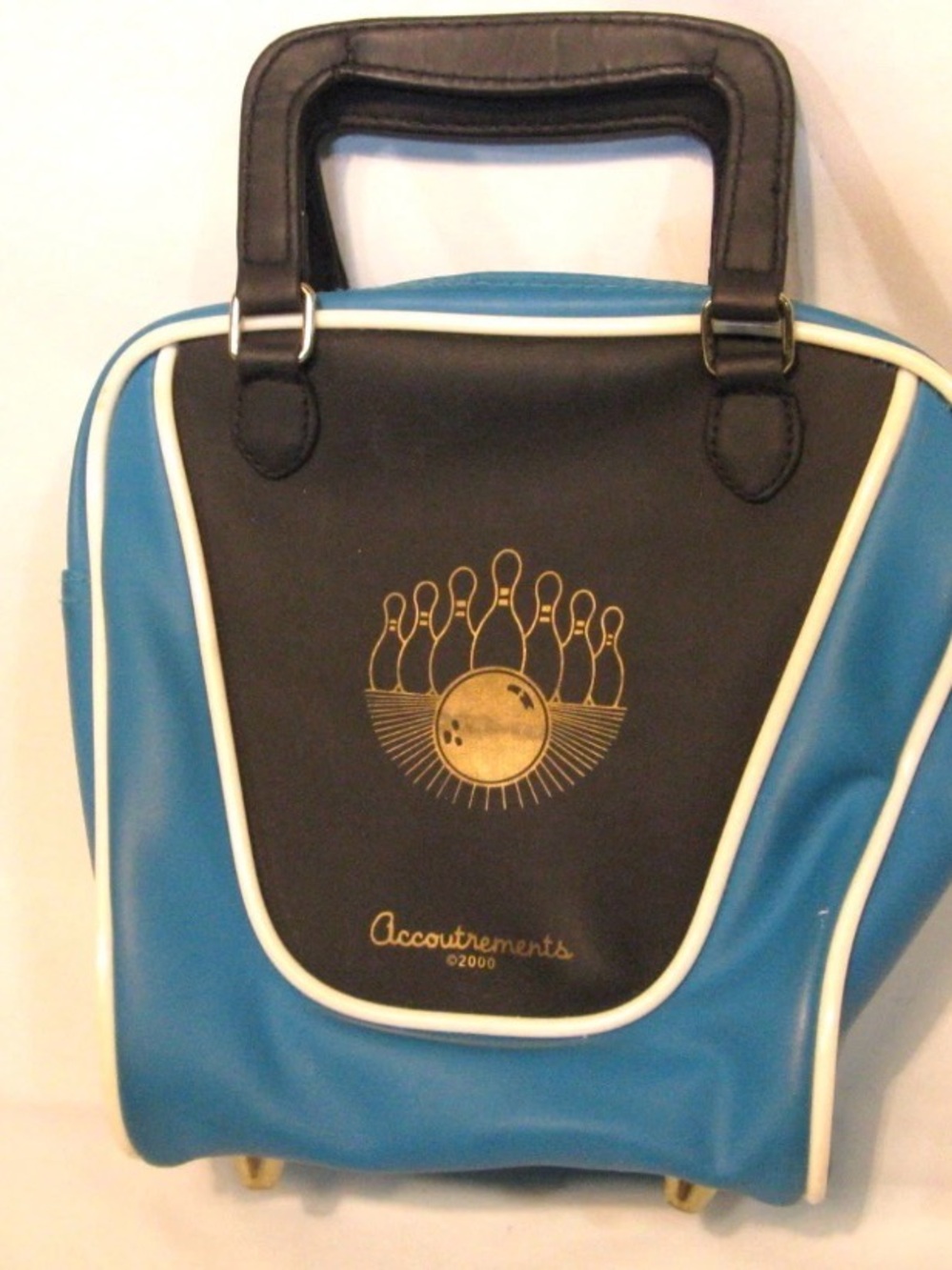 Blue and Black Bowling-Graphic Tote Bag 10 x 8 with double handles retro bowling